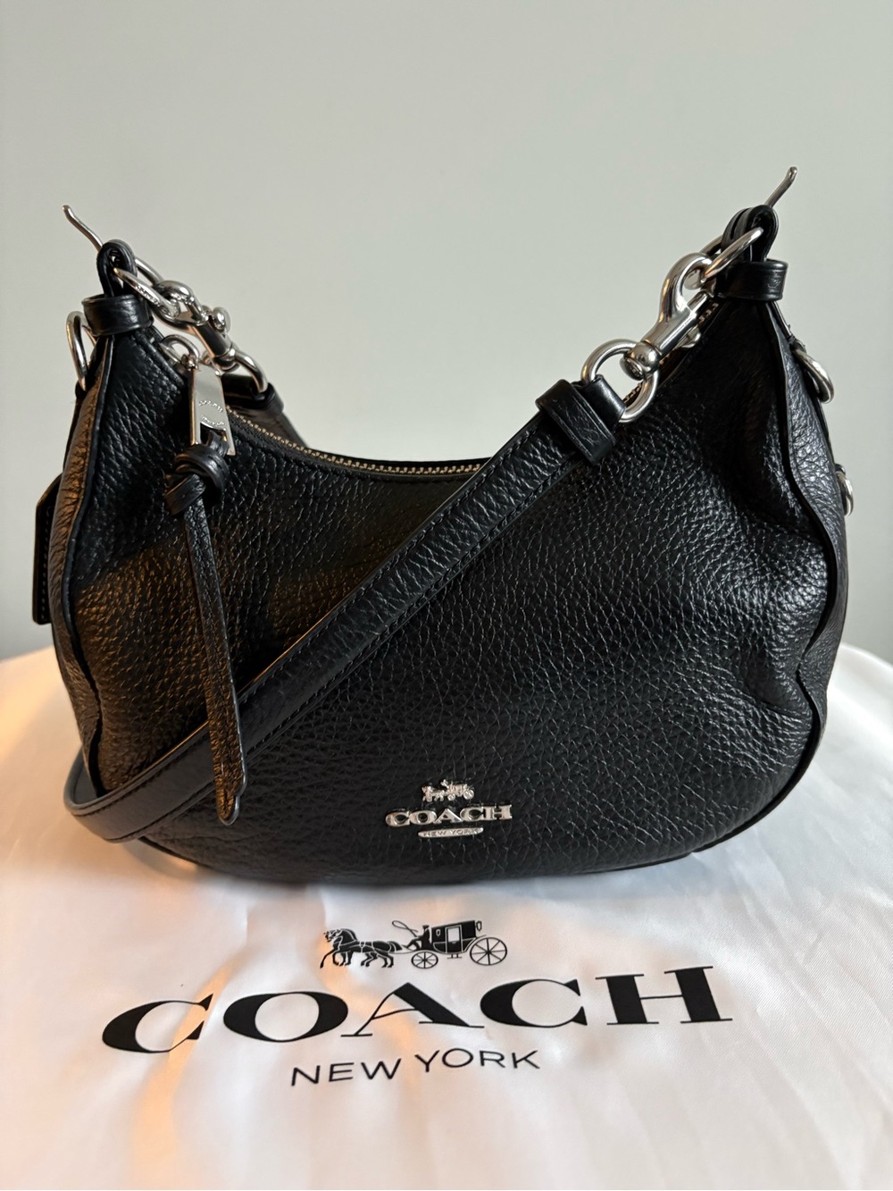 Coach Black Pebbled Leather Kleo Crossbody Bag